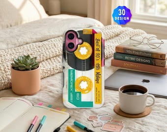 Retro Mixtape Cassette iPhone 17,16,15 Case: 80s 90s Nostalgia Tech Cover