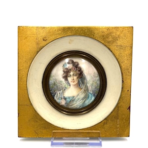 Broche Ancienne Portrait Miniature Sur Porcelaine KPM - Femme Aristocrate - 19ème Siècle