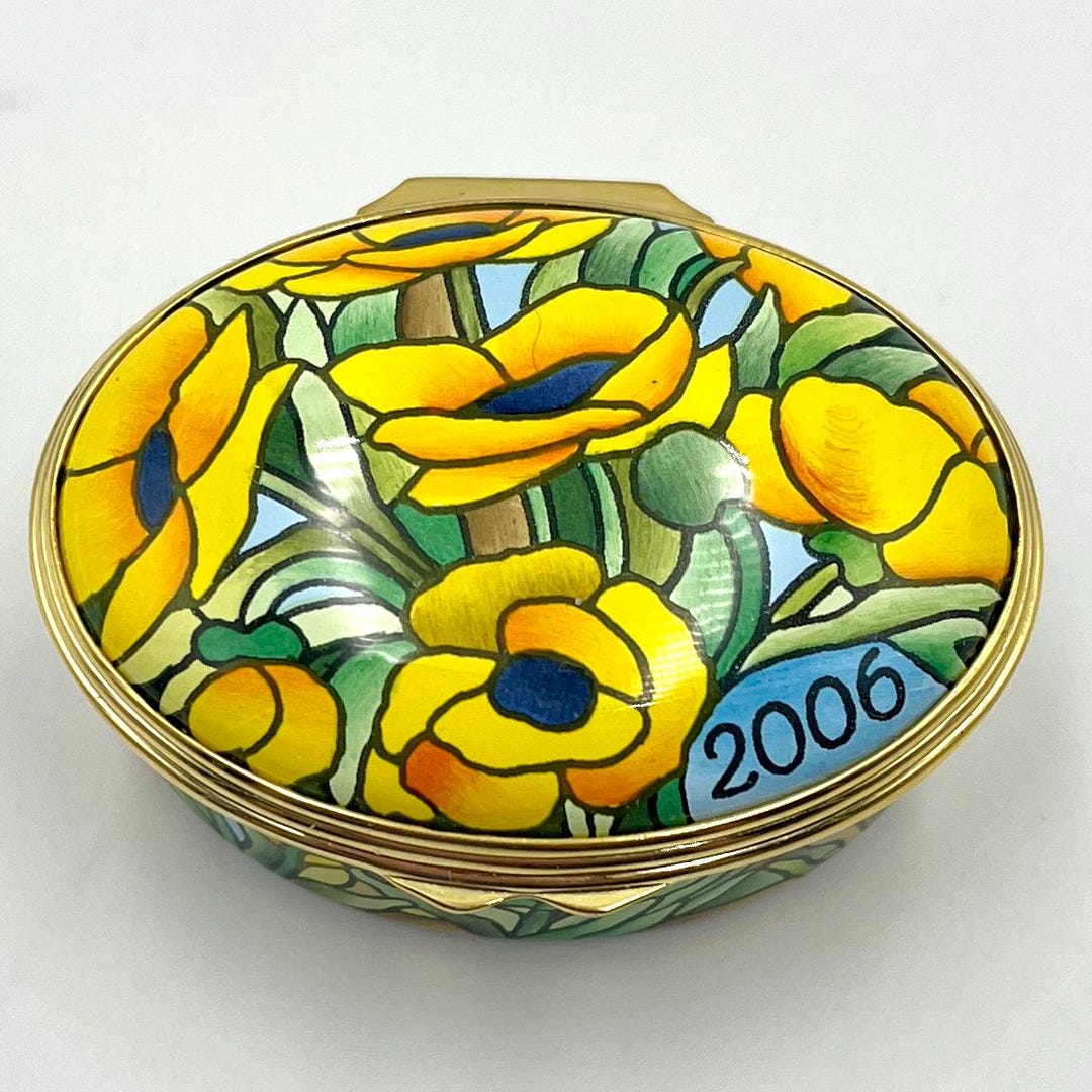 Halcyon Days Enamel Box “A Year to Remember” 2006 English, Yellow