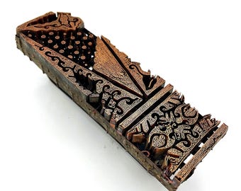 Vintage Batik Copper Fabric Stamp / Print Ink Block