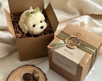 Puppy Candle Gift Box / Dog Lovers Gift / Home Decor Candles / Animal Candles / Christmas, Birthday, Wedding Gift Idea / Soy Candle /Beeswax