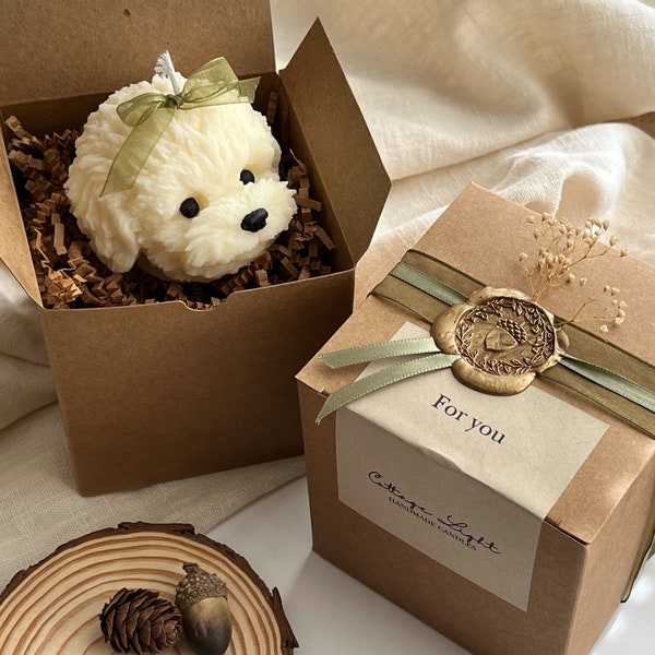 Puppy Candle Gift Box / Dog Lovers Gift / Home Decor Candles / Animal Candles / Christmas, Birthday, Wedding Gift Idea / Soy Candle /Beeswax