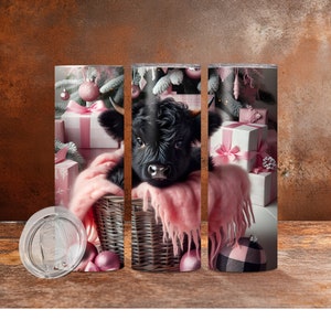 Hooglandkoe baby &#39;D&#39; roze alleen sublimatieafbeelding.