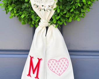 Valentine heart wreath sash