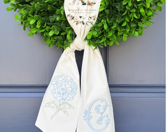 Hydrangea wreath sash