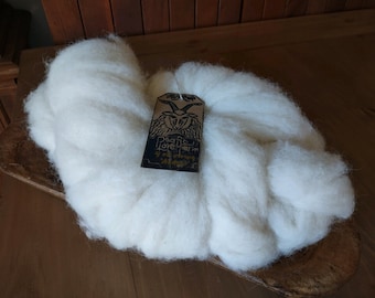 Rare Hungarian Racka Wool Roving | 4 oz white wool for hand spinning, felting