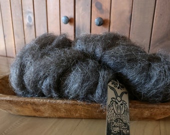 Rare Hungarian Racka Wool Roving | 4 oz black wool for hand spinning, felting