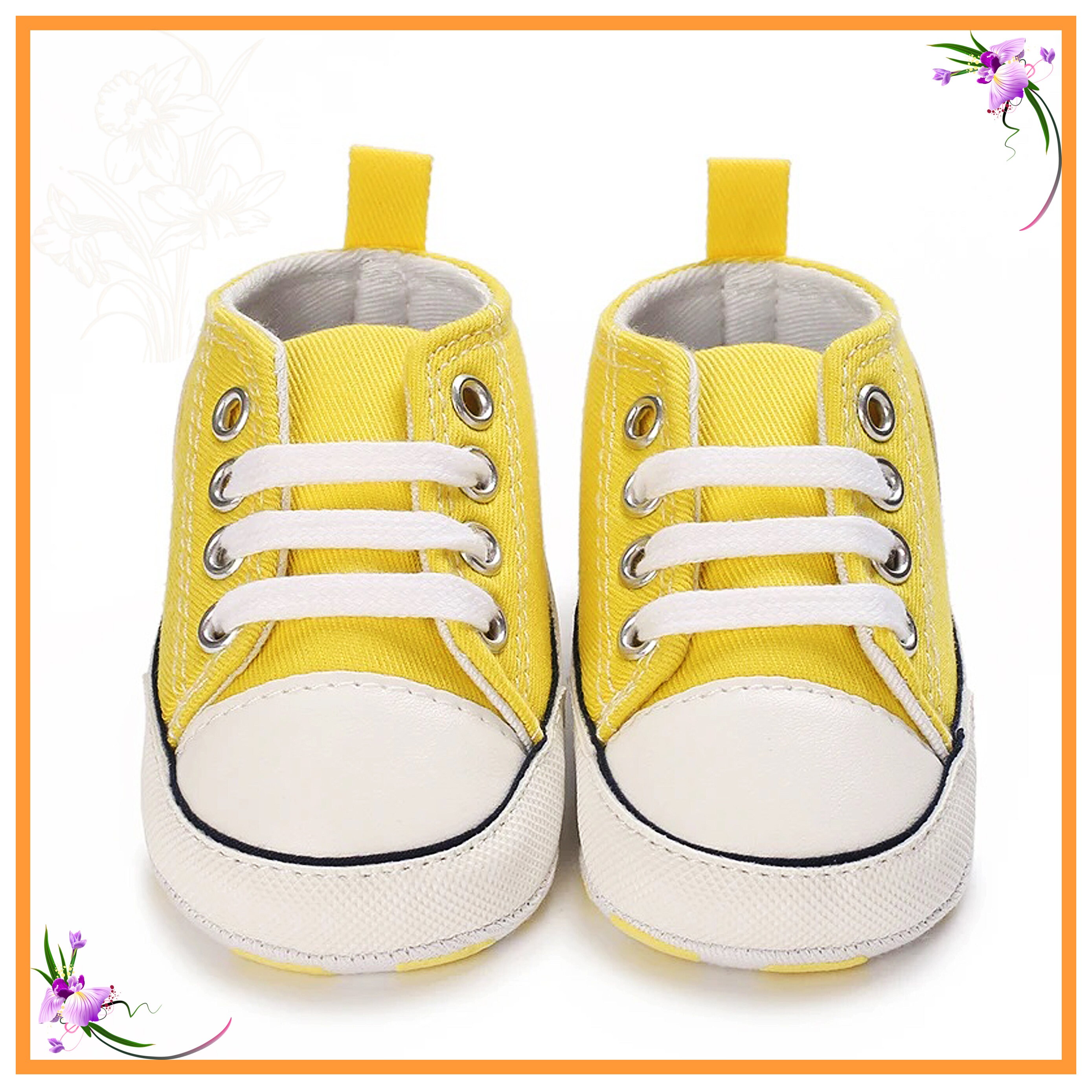 Yellow Baby Shoes, Yellow Shoes, Yellow Sneakers, Canvas Baby Shoes ...