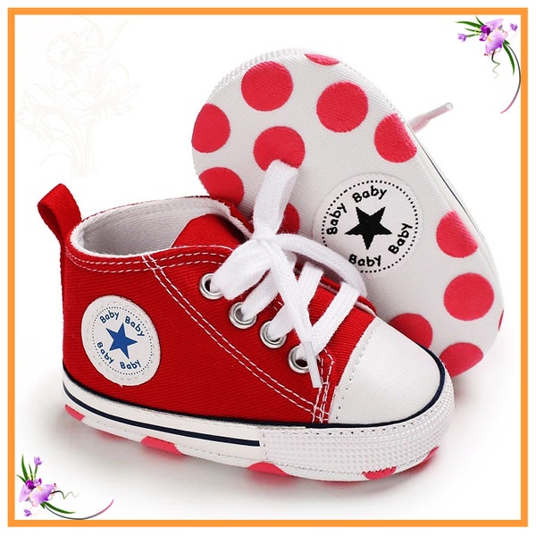 Red baby shoes, Baby girl shoes, Like converse, Canvas baby shoes, Baby boy shoes, First Step Shoes, Baby girl clothes, Baby Boy Sneakers