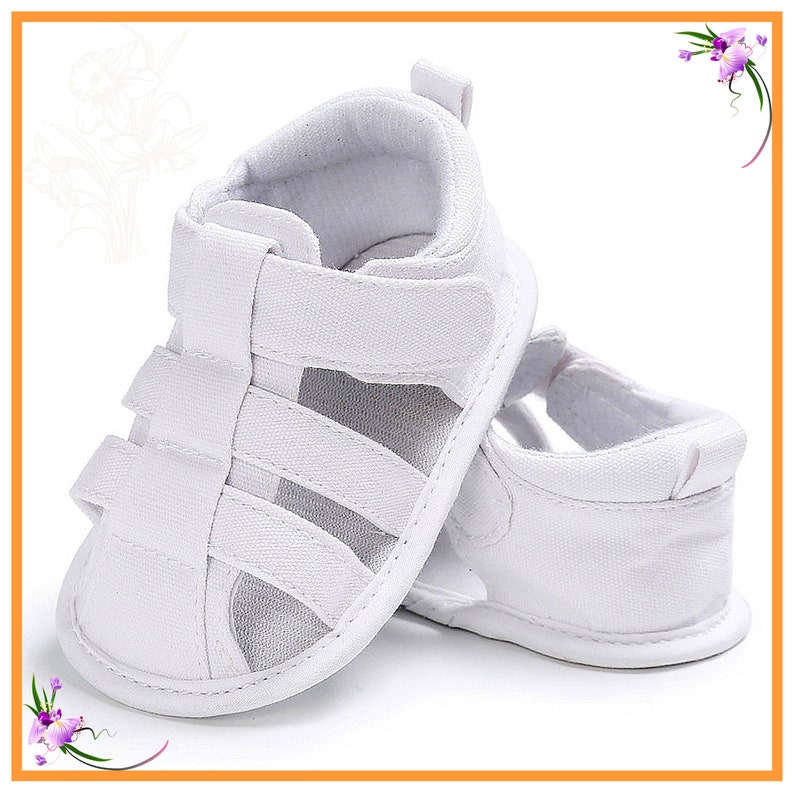 Sandales mignonnes pour bébé, sandales dété pour bébé, sandales pour tout-petits, chaussures pour bébé dété, vêtements pour bébé, pantoufles pour bébé, sandales pour bébé garçon, cadeau de baby shower Blanc