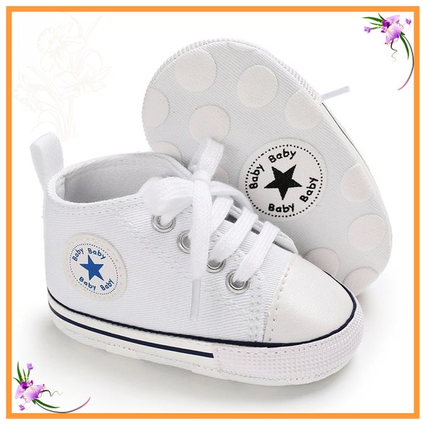 Baby canvas sneakers, White baby sneakers, First Step Shoes, Like converse, White baby shoes, Baby Girl Shoes, Baby Boy Sneakers, Baby Socks