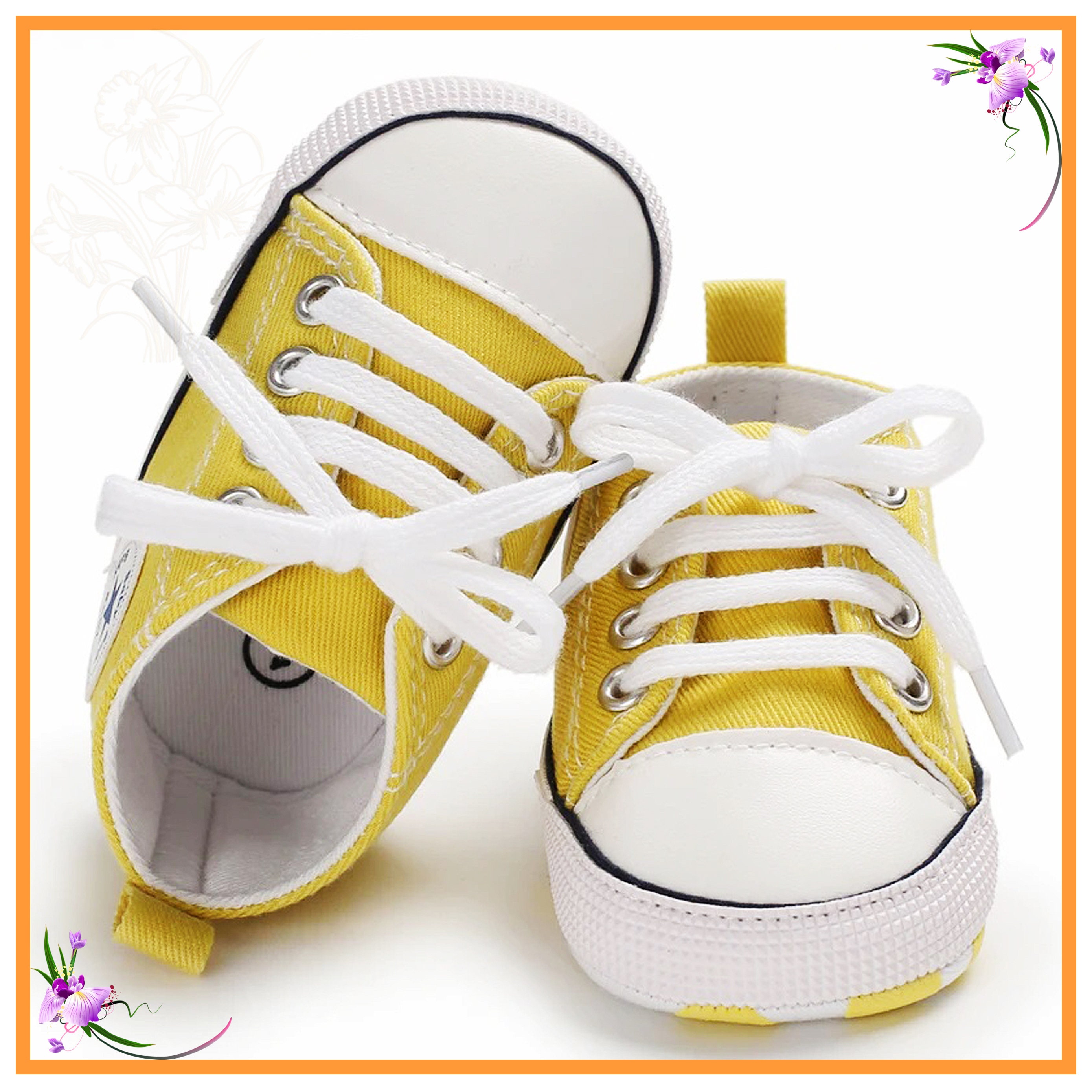 Yellow Baby Shoes, Yellow Shoes, Yellow Sneakers, Canvas Baby Shoes