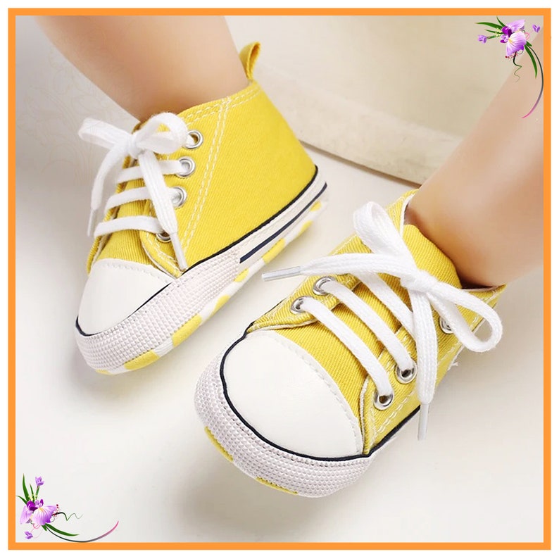 Yellow Baby Shoes, Yellow Shoes, Yellow Sneakers, Canvas Baby Shoes