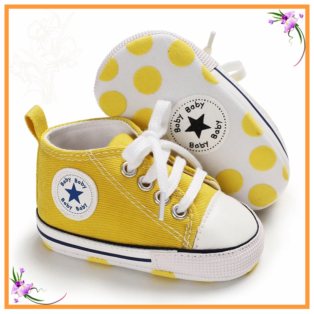 Yellow Baby Shoes, Yellow Shoes, Yellow Sneakers, Canvas Baby Shoes