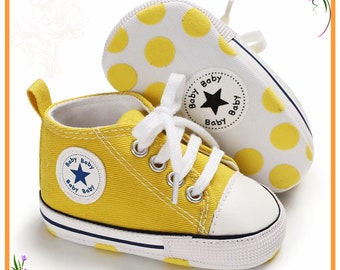 Yellow baby shoes, Yellow shoes, Yellow sneakers, Canvas baby shoes, Like converse, Baby boy shoes, First Step Shoes, Baby girl clothes,Gift