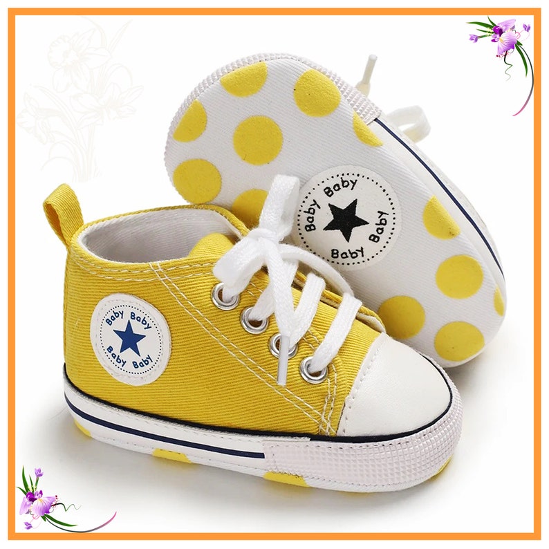 Yellow Baby Shoes, Yellow Shoes, Yellow Sneakers, Canvas Baby Shoes ...