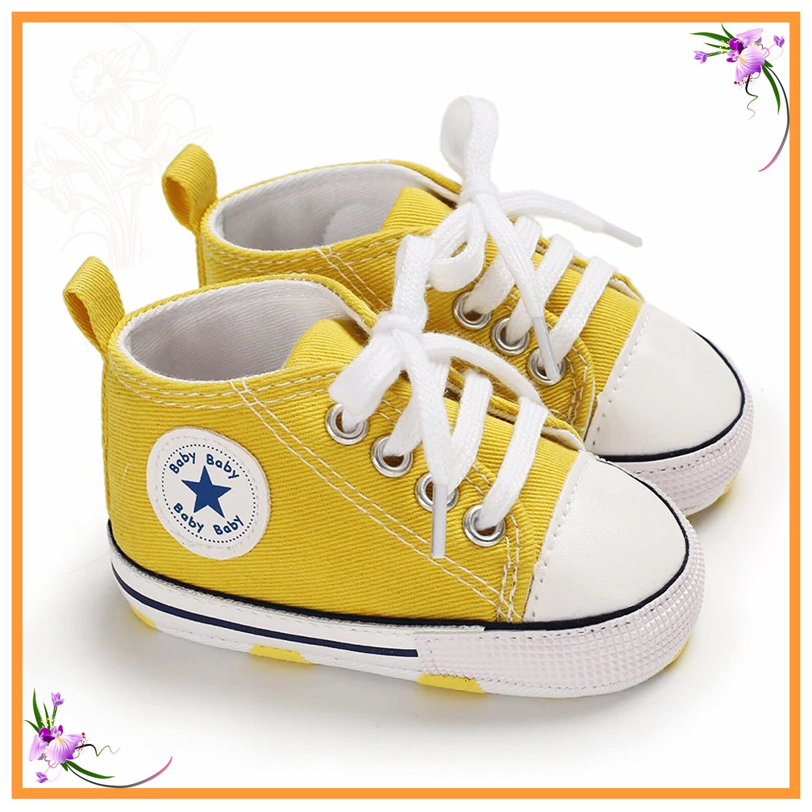 Yellow Baby Shoes, Yellow Shoes, Yellow Sneakers, Canvas Baby Shoes ...