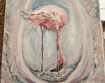 Pintura de flamencos sobre lienzo