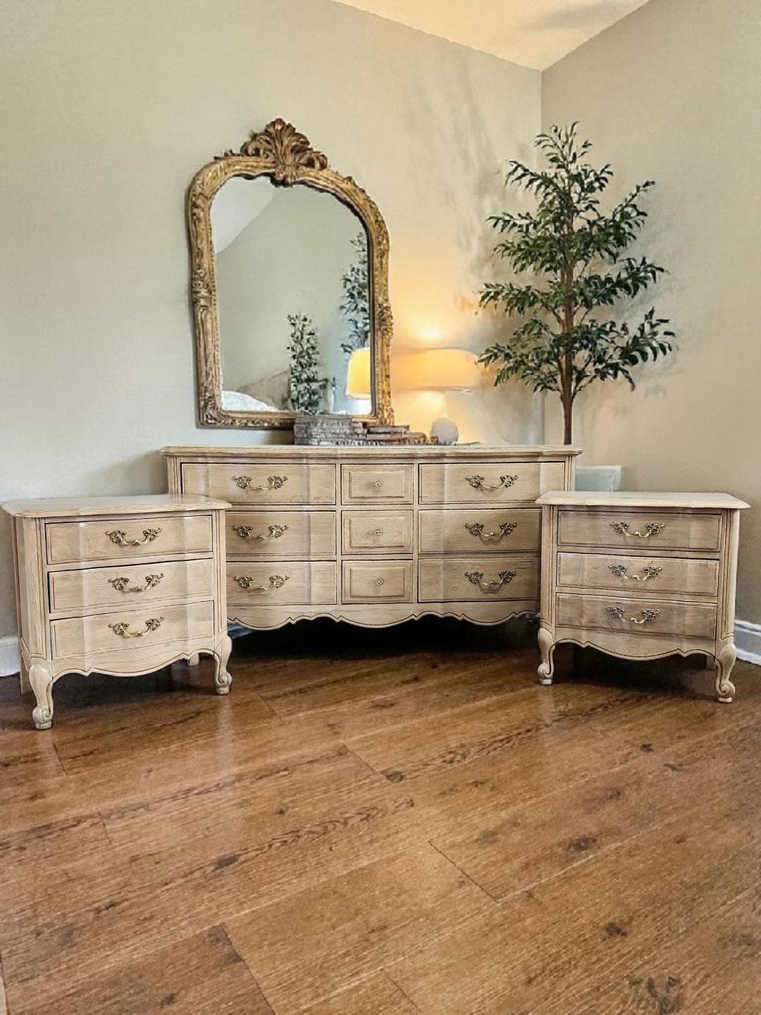 送料込み　vintage thomasville ナイトテーブル Pair Thomasville Villa Soleil Collection Marble Top Night Chests