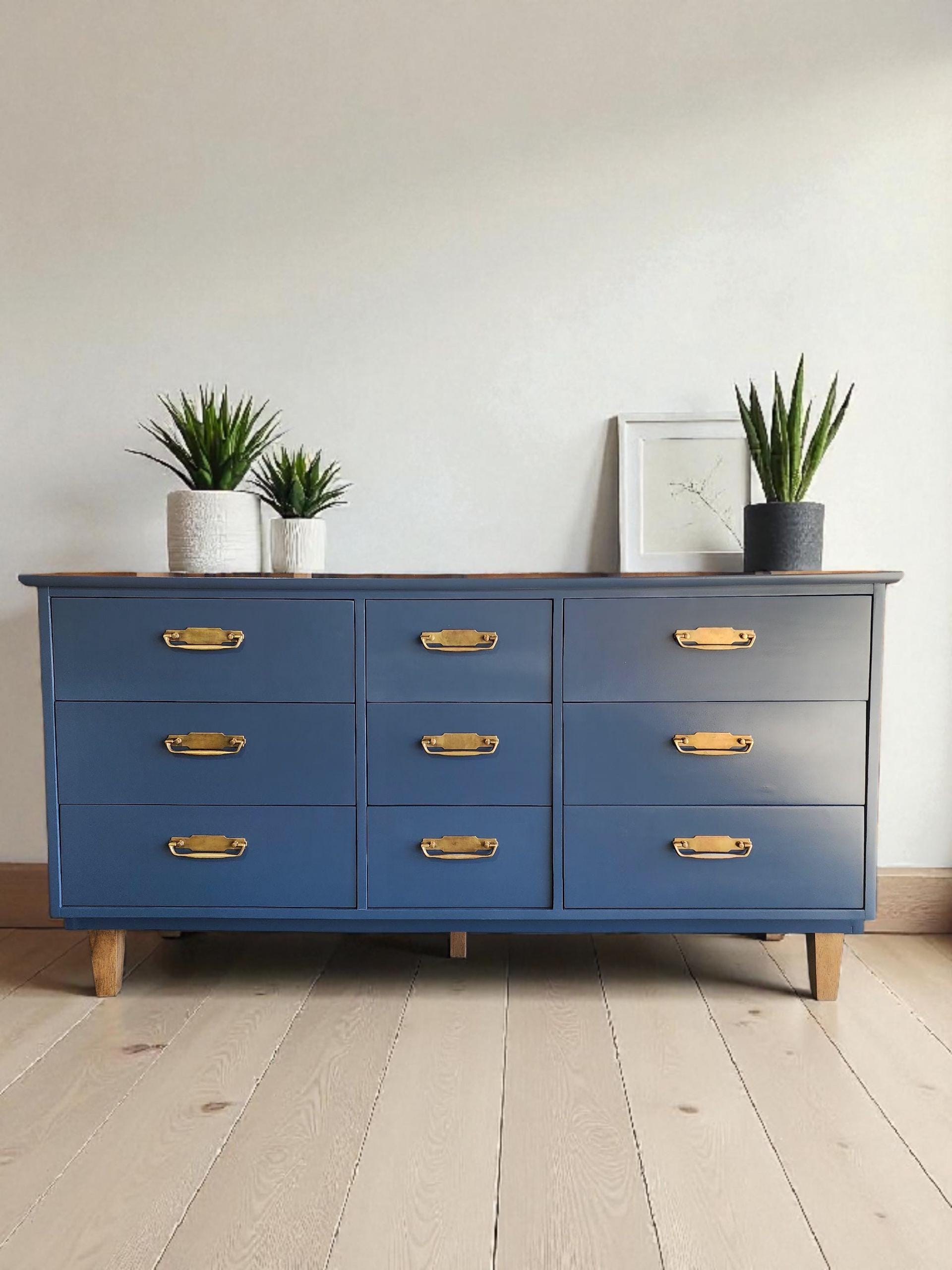 SOLD | 9 Drawer Navy Blue Mid-century Dresser - Etsy SOLD | 9 Drawer Navy Blue Mid-century Dresser - Etsy