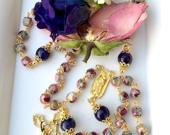 Keepsake Flower Petal Rosary: Memorial Funeral or Wedding flower rosary; Handmade Resin Catholic Gift