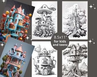 Whimsical Architect Tiny: A coloring printeble pages Tiny Fantasia A Whimsical Architectural Coloring Adventure of small structure