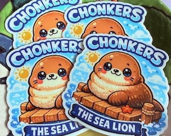Chonkers the Sea Lion Sticker, San Francisco, Pier 39, Weatherproof, Waterproof