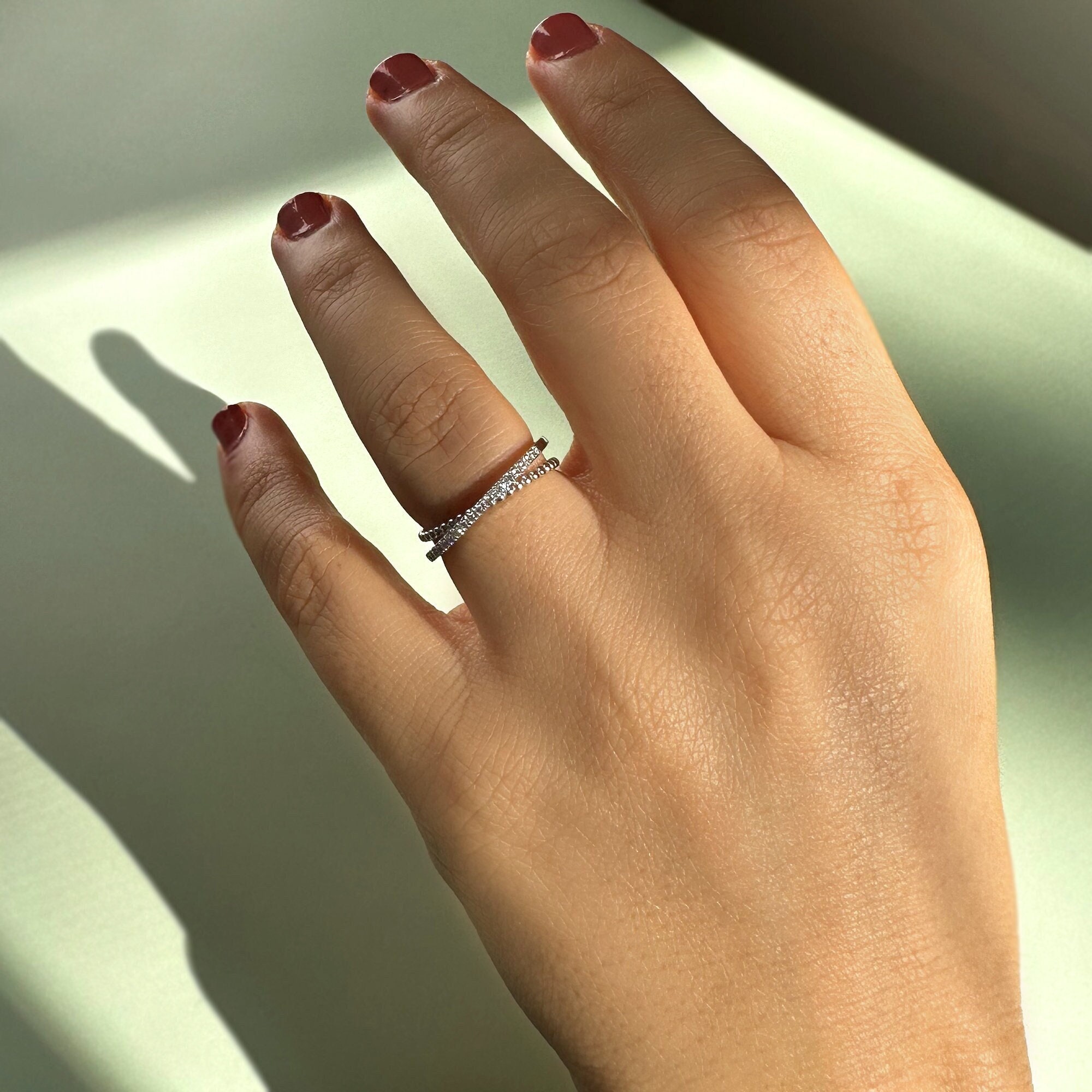 Crossover Diamond Stackable Ring 14K Solid Gold Crossover Statement ...