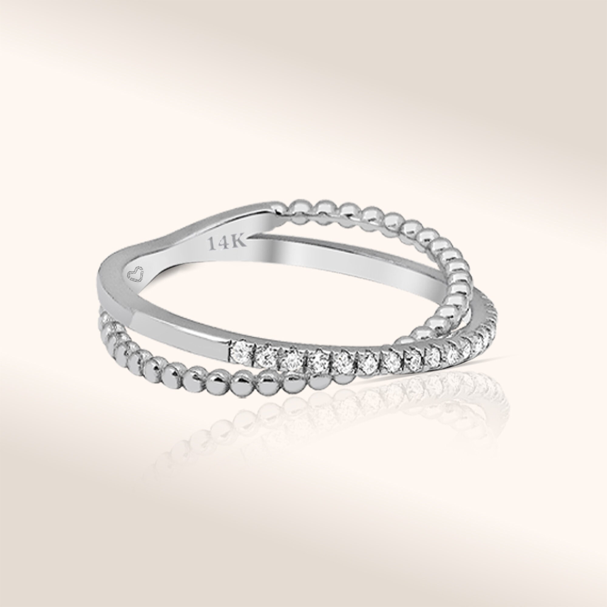 Crossover Diamond Stackable Ring 14K Solid Gold Crossover Statement ...