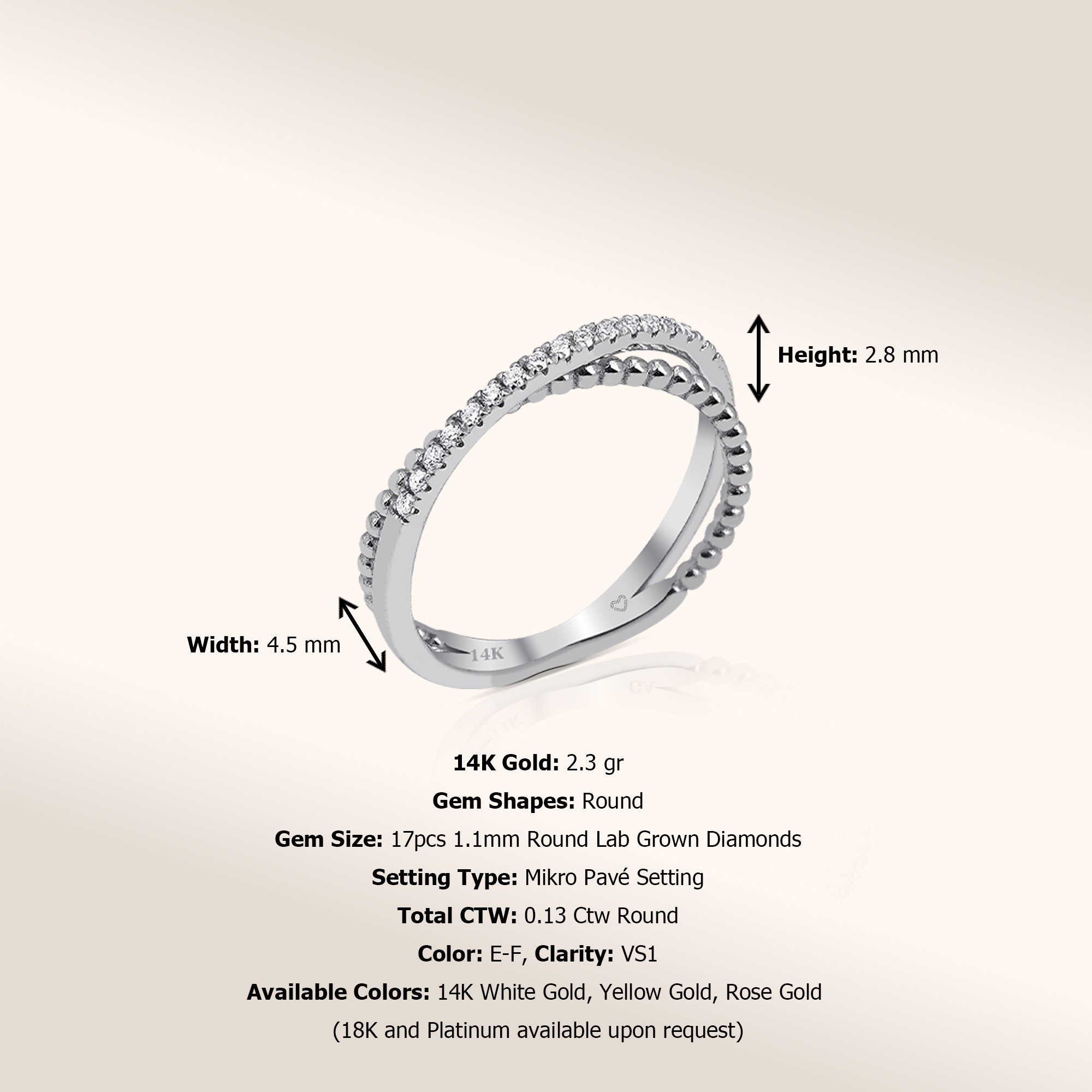 Crossover Diamond Stackable Ring 14K Solid Gold Crossover Statement ...