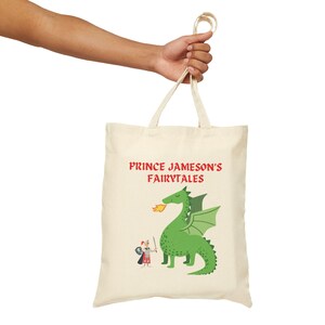 Cartable Prince de contes de fées personnalisé | Sac de bibliothèque personnalisé pour enfants, sac de bibliothèque pour enfants, cadeau prénom personnalisé, cadeau pour lecteurs, cadeau enfant personnalisé