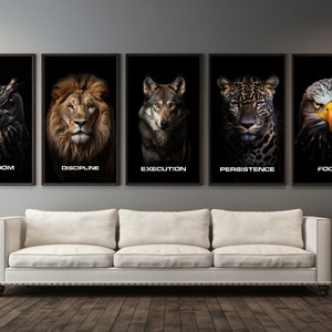 Tier Wand Kunst Set Wildtier Wand Kunst Geschenkidee für Wildtier-Liebhaber Tier Dekor Sofortiger digitaler Download druckbare