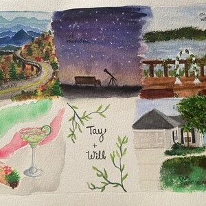 Our Story | How We Met | First Date | Proposal | Relationship Timeline: Custom Watercolor Wedding, Anniversary, Bridal Gift