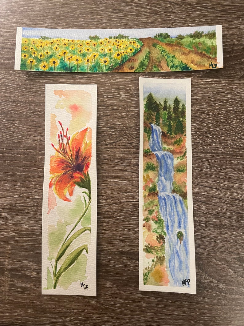 Custom Watercolor Bookmark | Personalized Landscape, Flower, Scene - Etsy