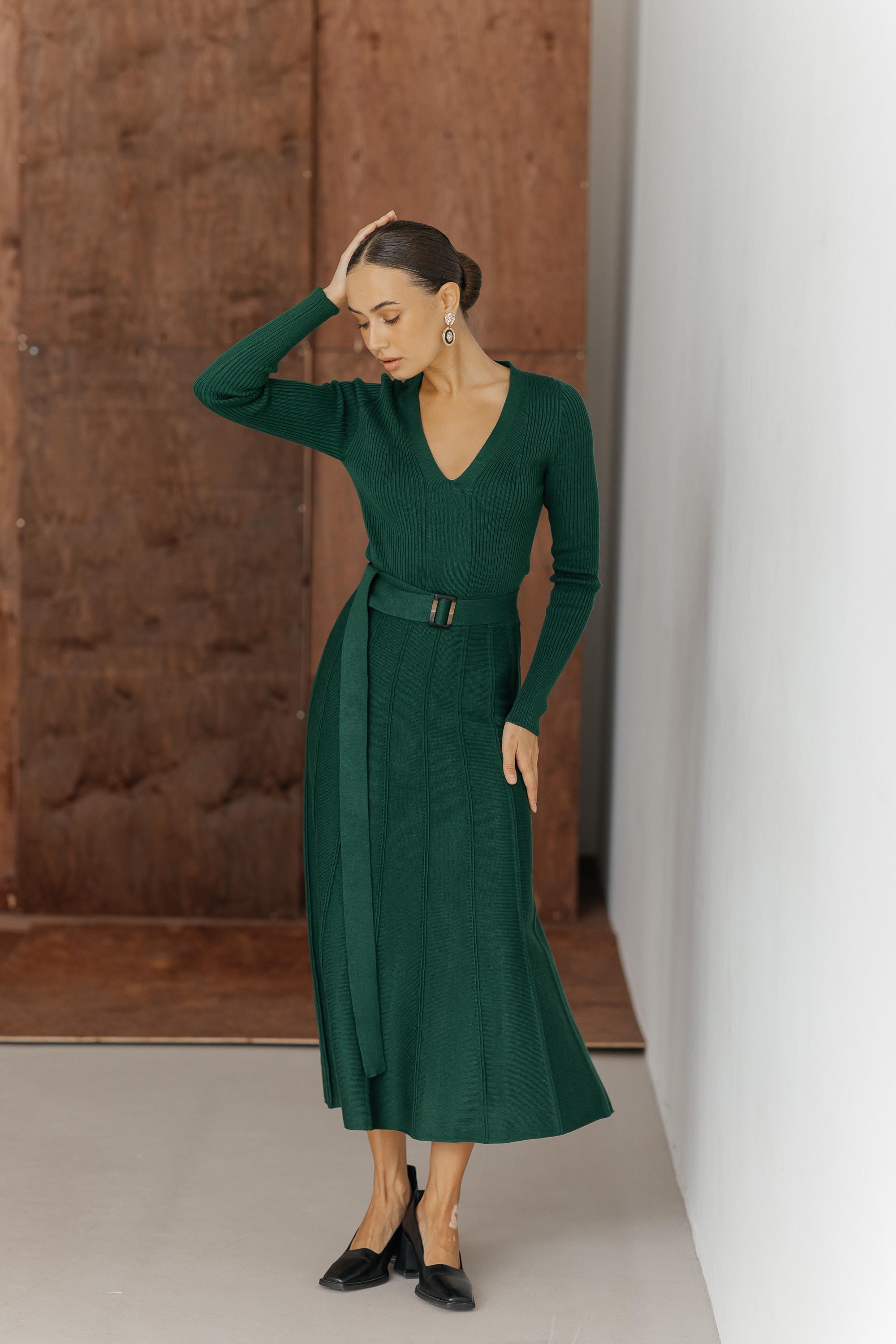 Emerald Green V-neck Sweater Dress. Dark Green Knitted Dress. Cotton Knit  Dress Midi. Winter Dress - Etsy