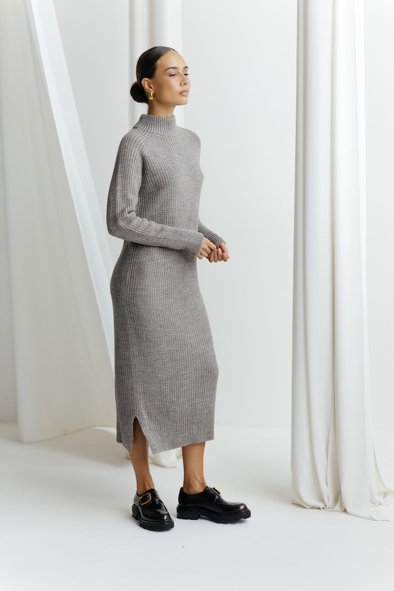 grey knot dress Ashera Metallic Knit Dress – SEROYA