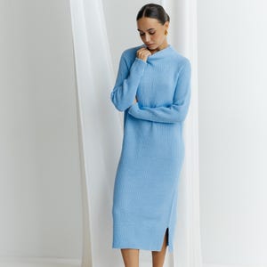light blue turtleneck dress Silver Bells Light Blue Quilted Shift Dress, Medium - The Mint Julep Boutique