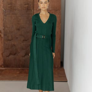 slim fit dress slacks Simone Dark Olive Sweater Maxi Dress main image 1