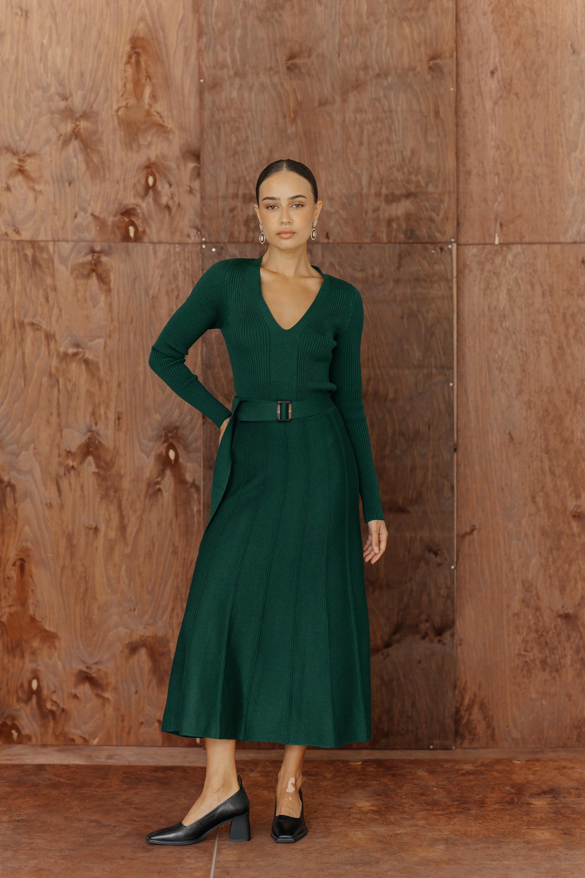 german green salad dressing Ariana Emerald Green Sweater & Skirt Set – Stylish Outfit S main image 0
