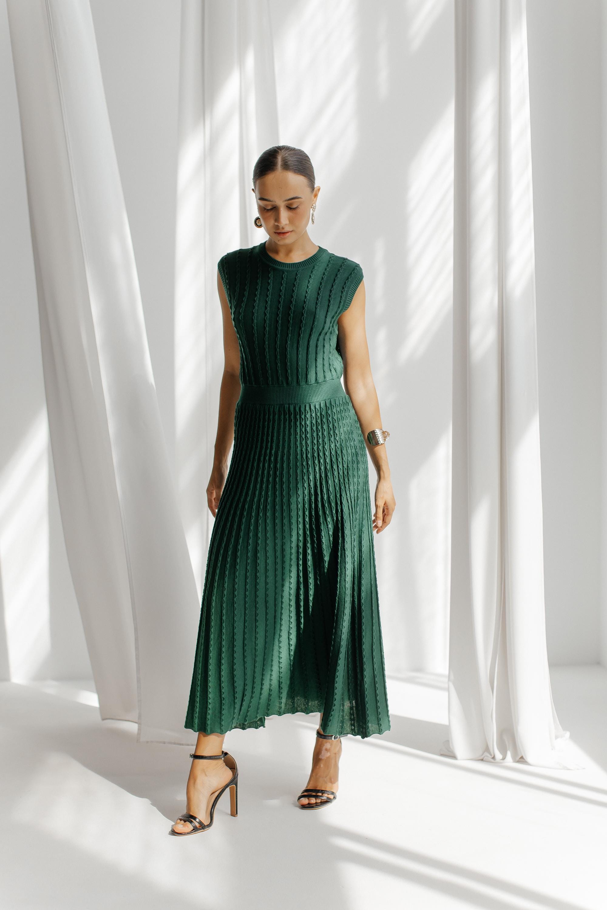 bridesmaid dresses emerald green Sorry, Honey Cold Shoulder Knit Dress Forest Green main image 1