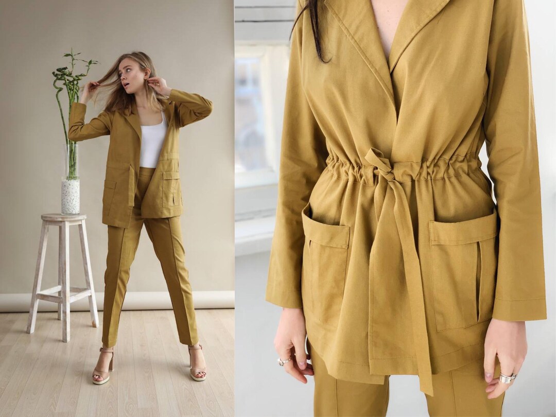 Linen Pants Suit Set