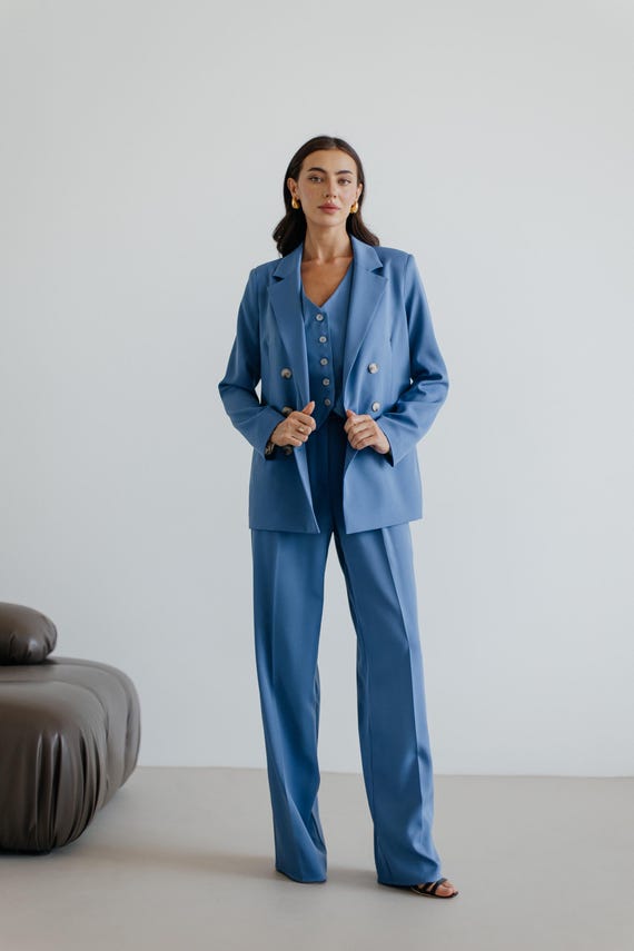 Blue suit for wedding guest online
