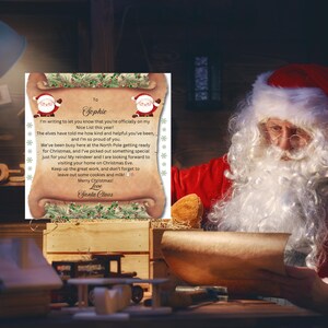 Carta de Papá Noel, Certificado de lista de buenos amigos, Certificado de lista de buenos amigos de Papá Noel de recuerdo, imprimir y editar desde casa, Lista de buenos amigos de Papá Noel de recuerdo navideño