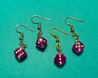 Magenta Dice Earrings