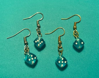 Light Blue Dice Earrings