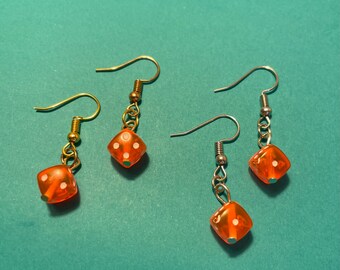 Orange Dice Earrings