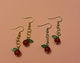 Handmade Carnelian Apple Earrings