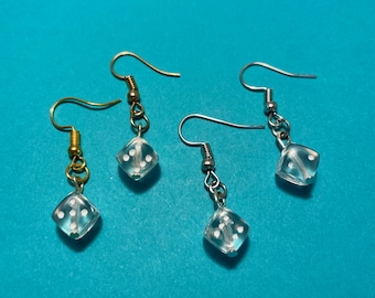 Clear Dice Earrings