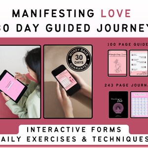 Manifest Love Digital Guide | 30-Day Law of Attraction Journey | Interactive Manifesting Journal | Gratitude and Affirmation Workbook