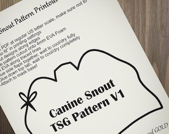 Printable Mask Snout PDF Pattern for Animal Costumes